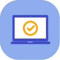 Laptop mit einem Häckchen auf dem Bildschirm